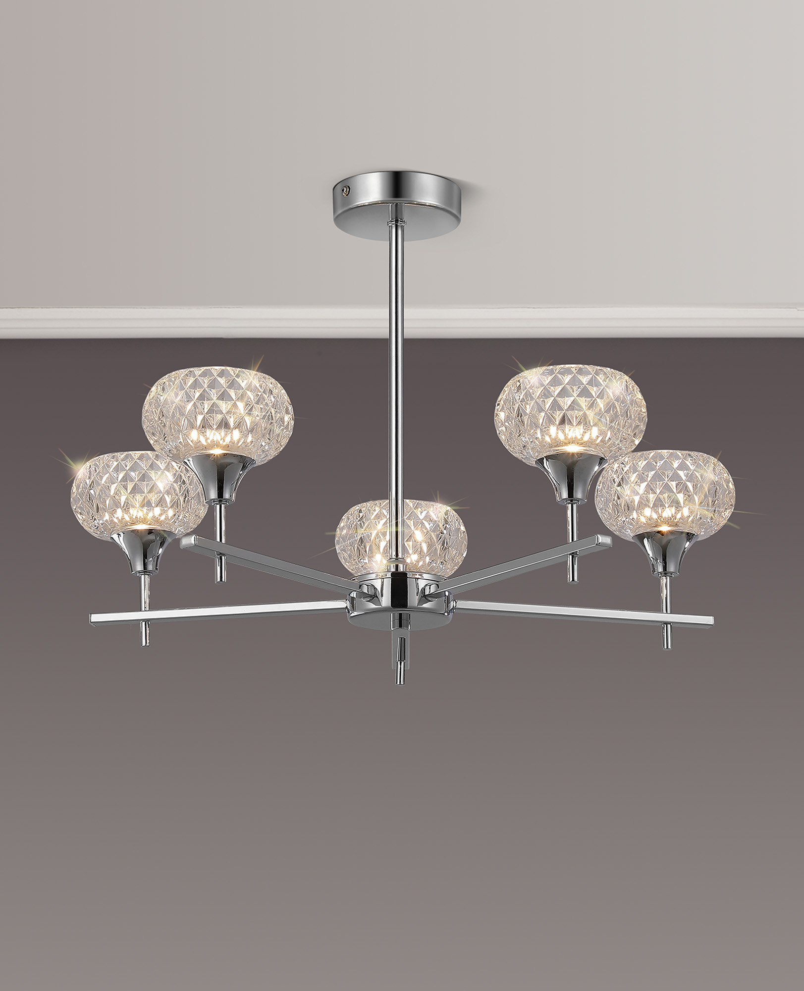 Aria Glass Fixed Pendant 5 Light IP44 Polished Chrome D0847CH  Deco Aria
